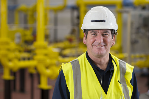 Worker with hard hat